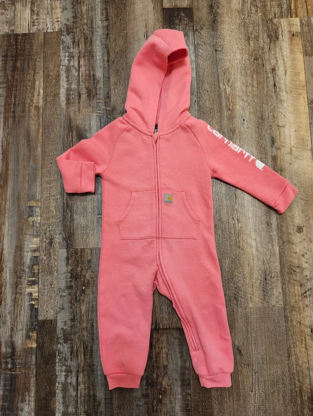 Pink Carhartt Zip-Up Hooded Fleece Coveralls